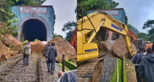 ಸುಬ್ರಹ್ಮಣ್ಯ: ರೈಲ್ವೆ ಹಳಿ ಮೇಲೆ ಬಂಡೆ ಬಿದ್ದು ಸಂಚಾರದಲ್ಲಿ ವ್ಯತ್ಯಯ